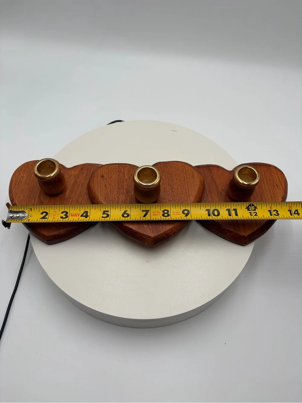 Wooden Heart Wall Candle Holder - Brown